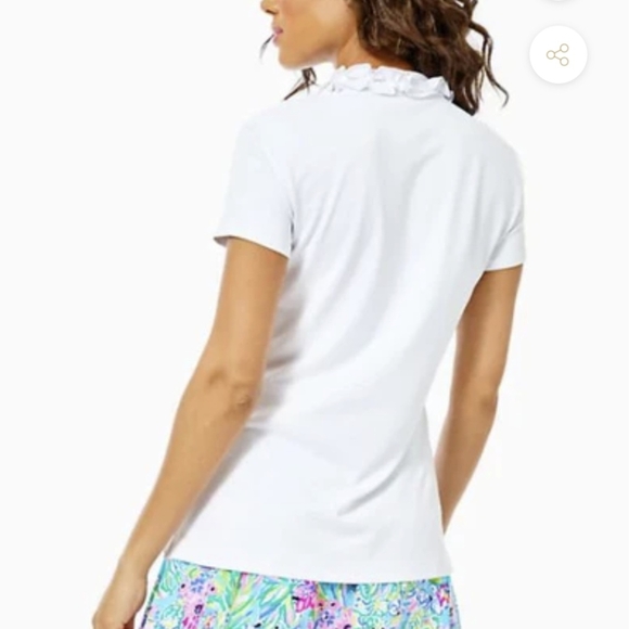 Lilly Pulitzer UPF 50+ Luxletic White Ruffled Short Sleeve Polo Top Size XXS NWT - Picture 2 of 8